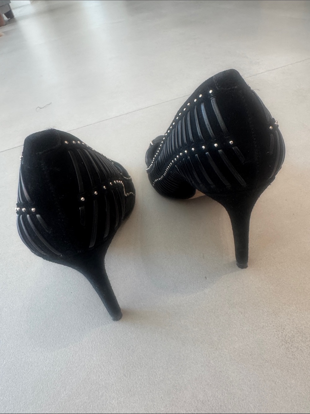 Vince Camuto Black Studded Pointed-Toe Heels - Picture 8 of 13